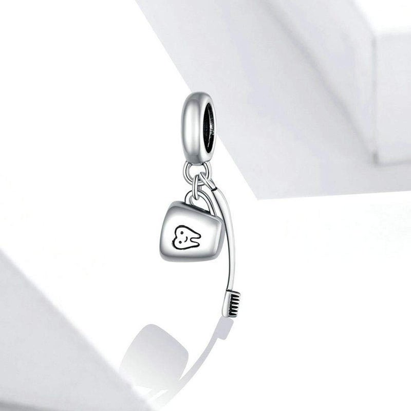 LAMOONY Toothbrush Charm 925 Sterling Silver Tooth Bead for Pandora Charm Bracelet Gift for Anniversary Love Birthday Christmas Day (Toothbrush) - Image 5